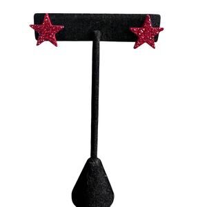 🍭6/$30 Red Sparkle Rhinestone Studded Star Post Stud Earrings